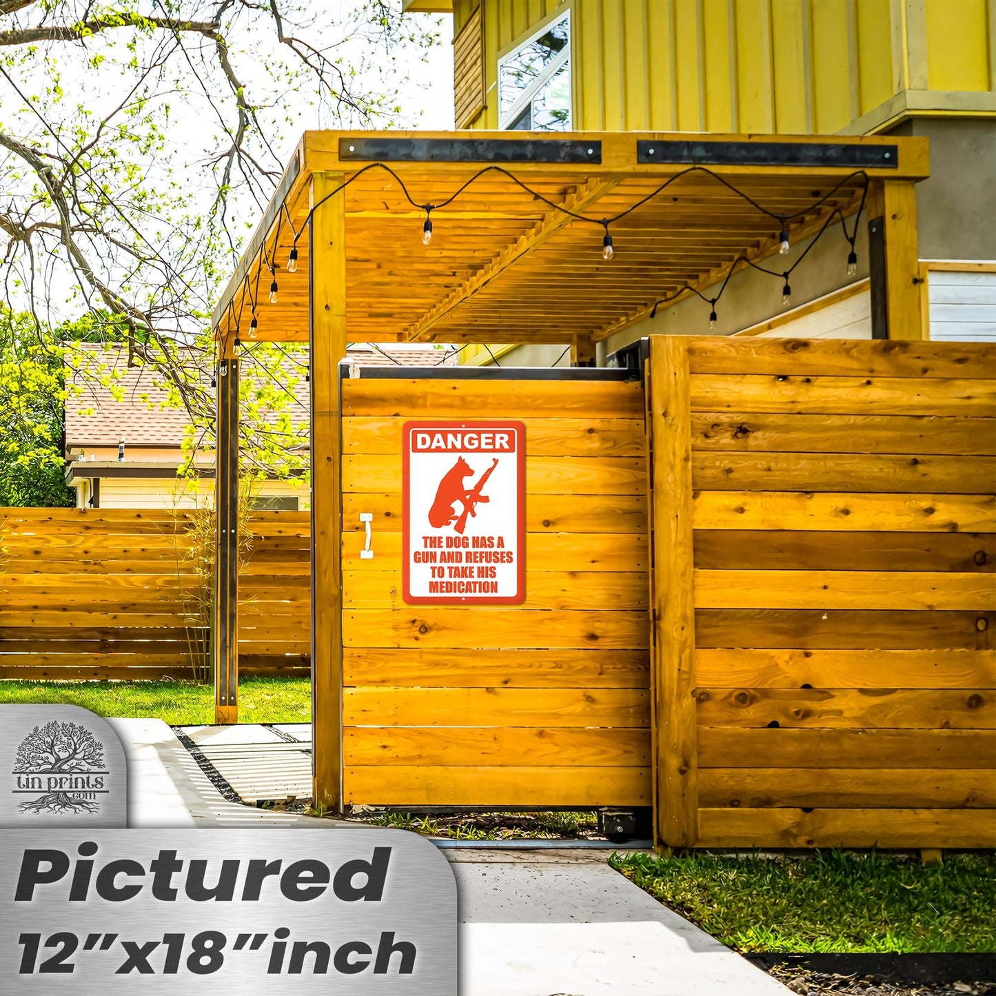 Dog Has A Gun No Trespassing - Funny Security Sign 63