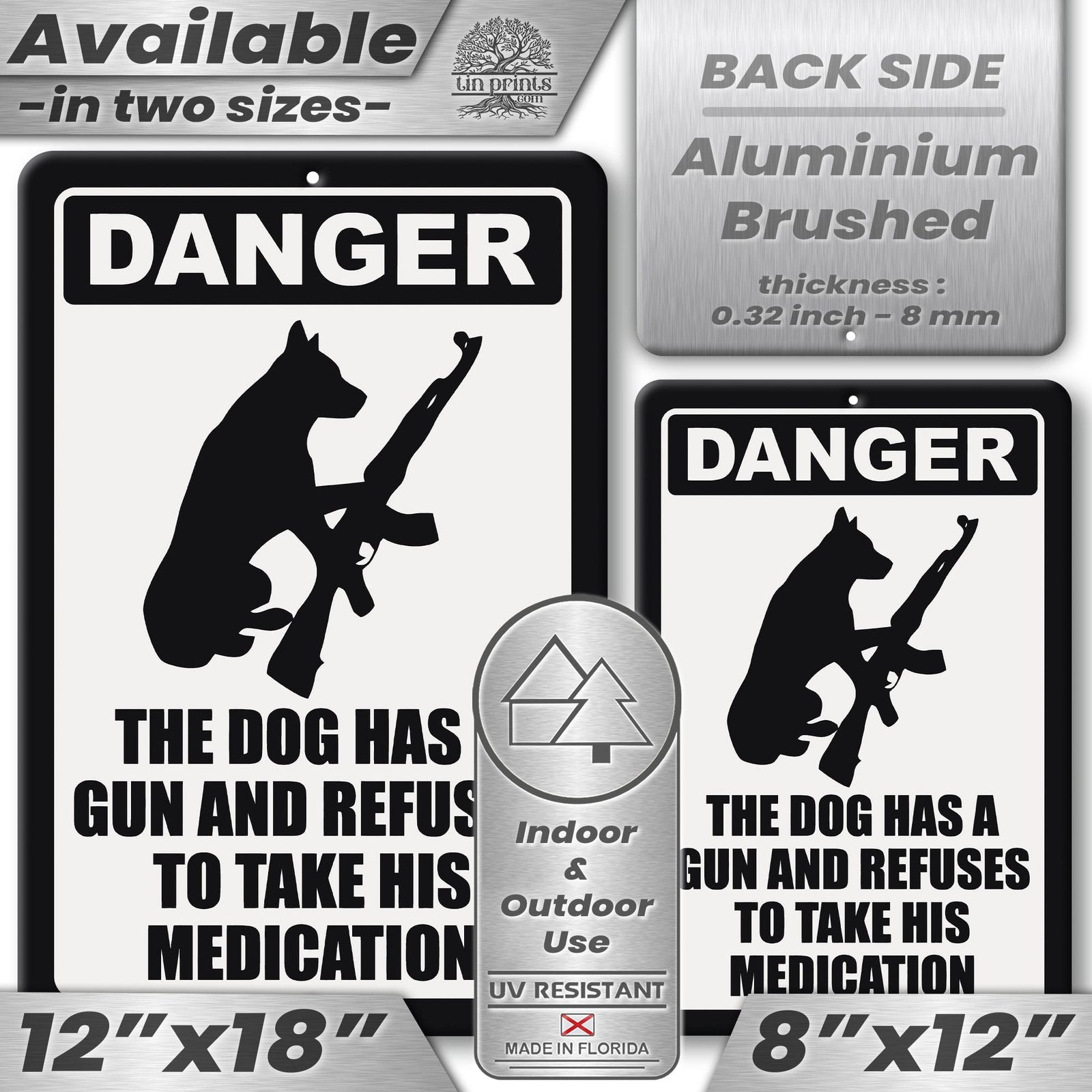 Dog Has A Gun No Trespassing - Funny Security Sign 66