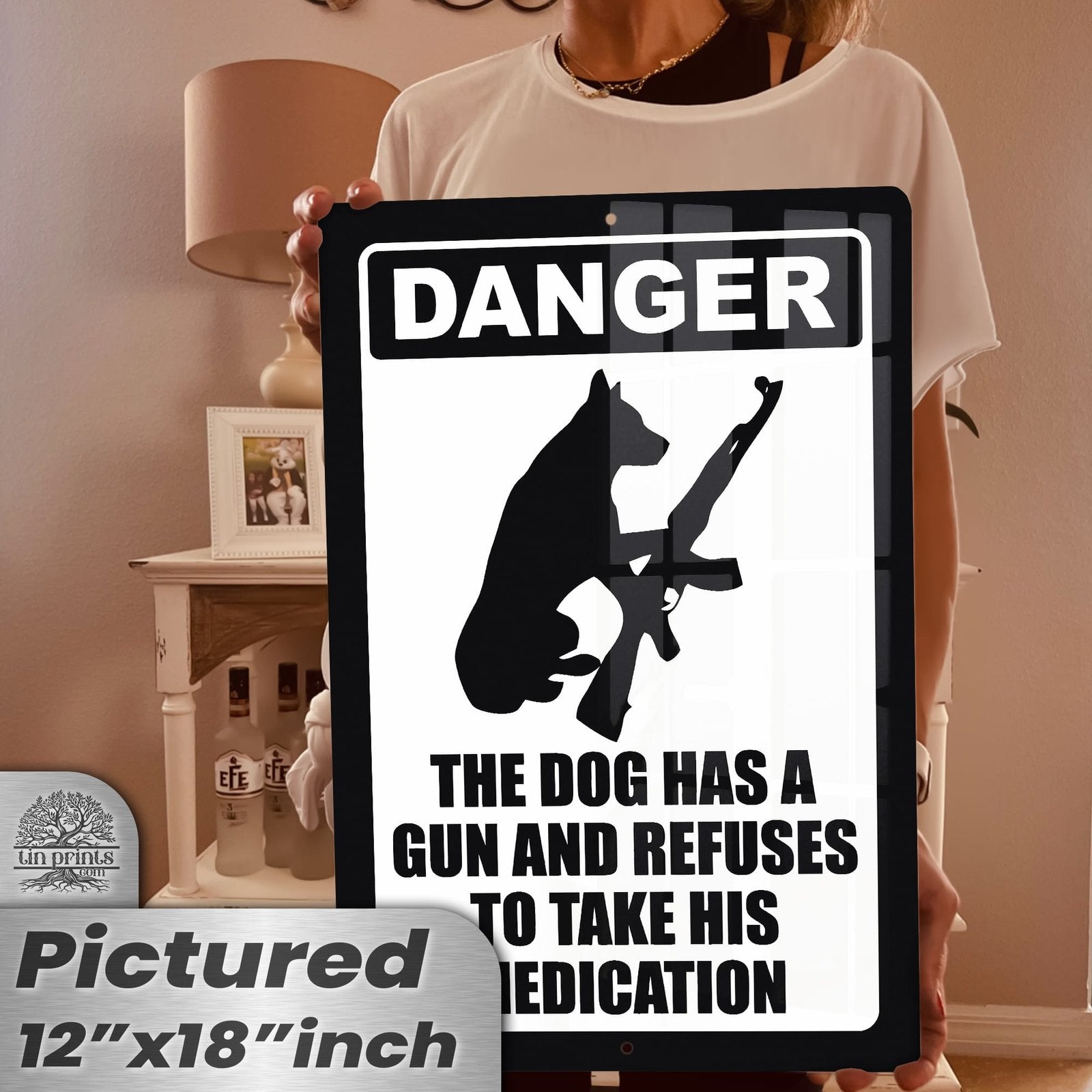 Dog Has A Gun No Trespassing - Funny Security Sign 75