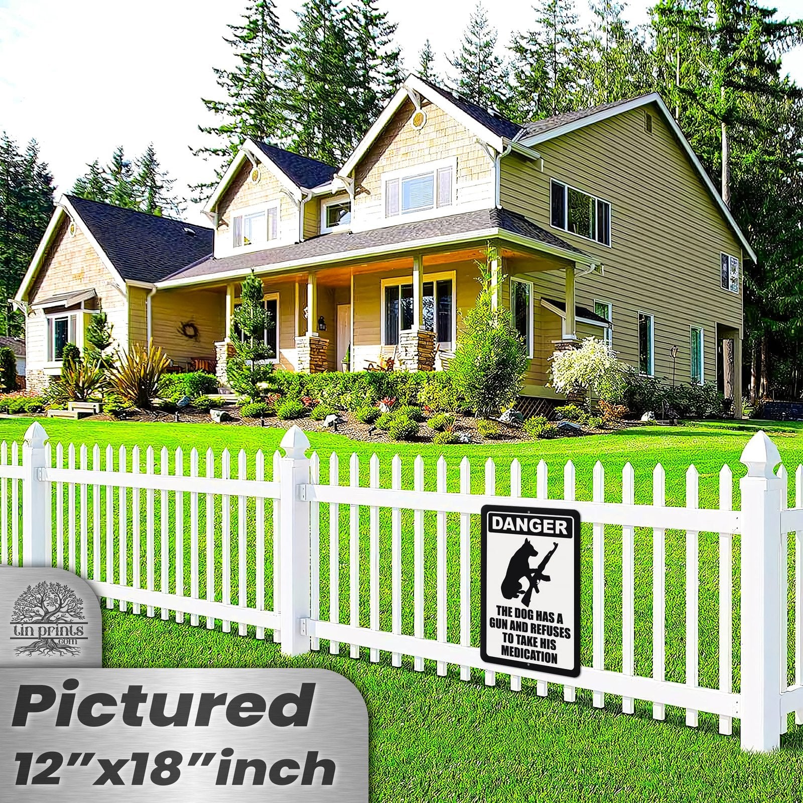 Dog Has A Gun No Trespassing - Funny Security Sign 76