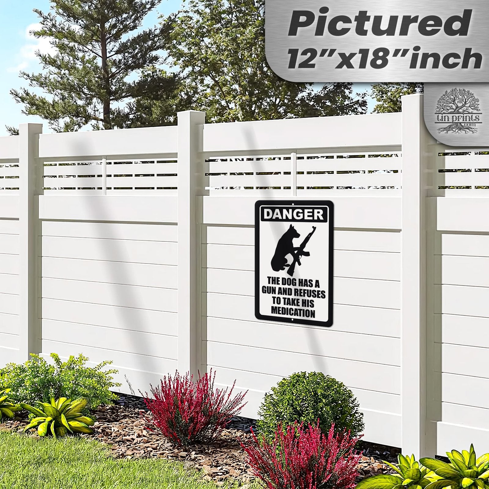 Dog Has A Gun No Trespassing - Funny Security Sign 77