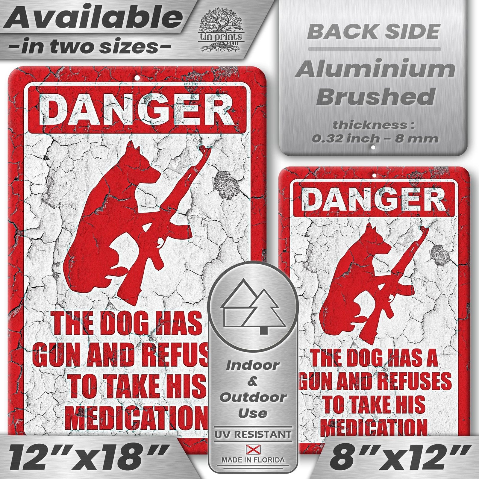 Dog Has A Gun No Trespassing - Funny Security Sign 82