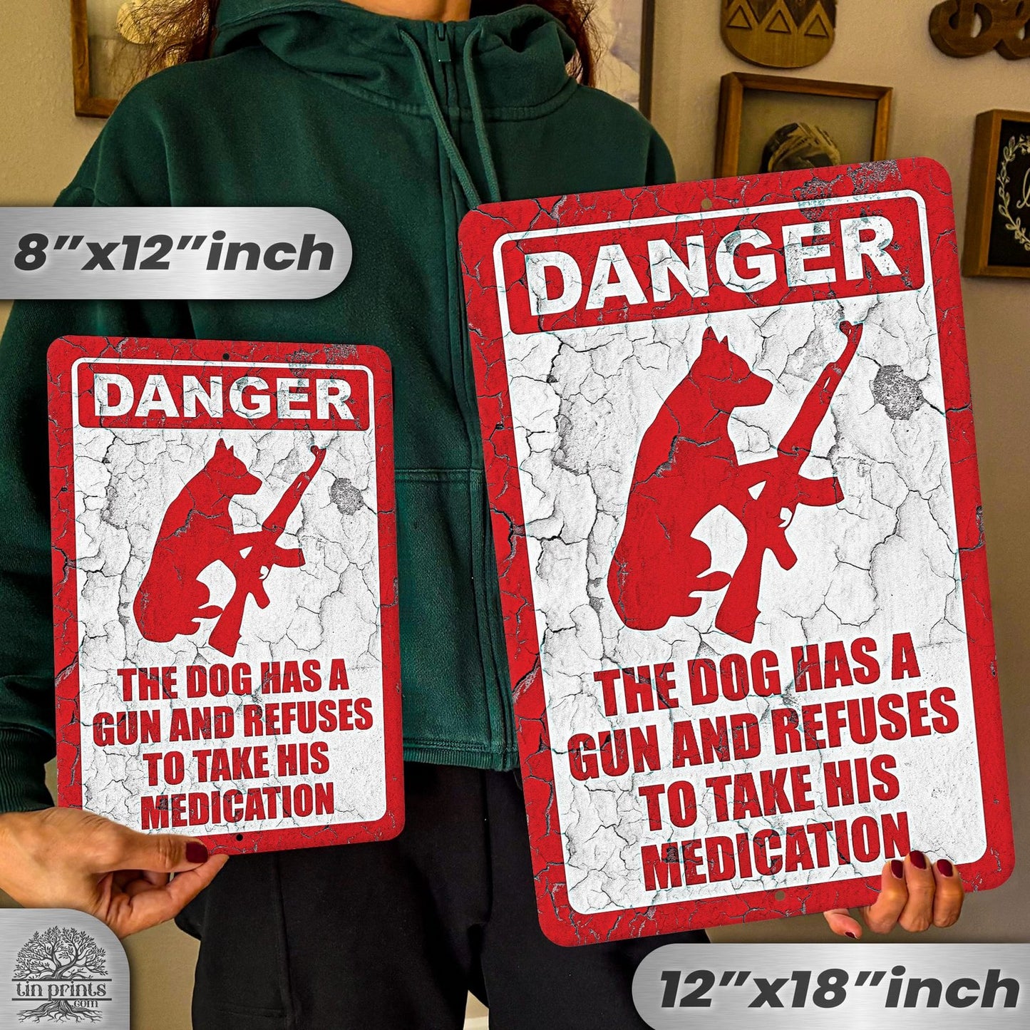 Dog Has A Gun No Trespassing - Funny Security Sign 84