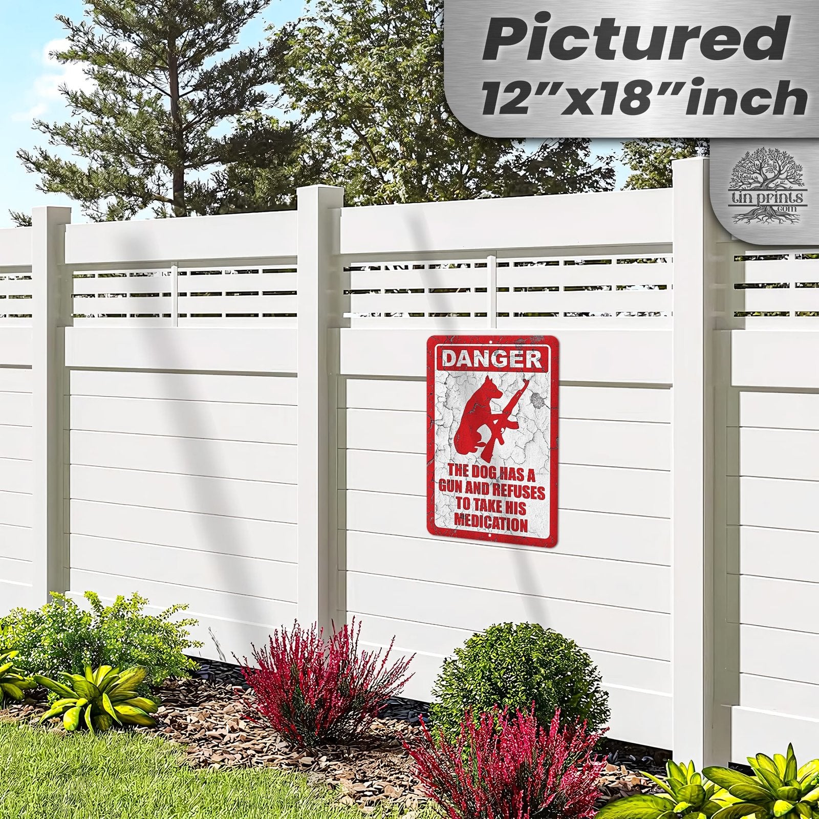 Dog Has A Gun No Trespassing - Funny Security Sign 93