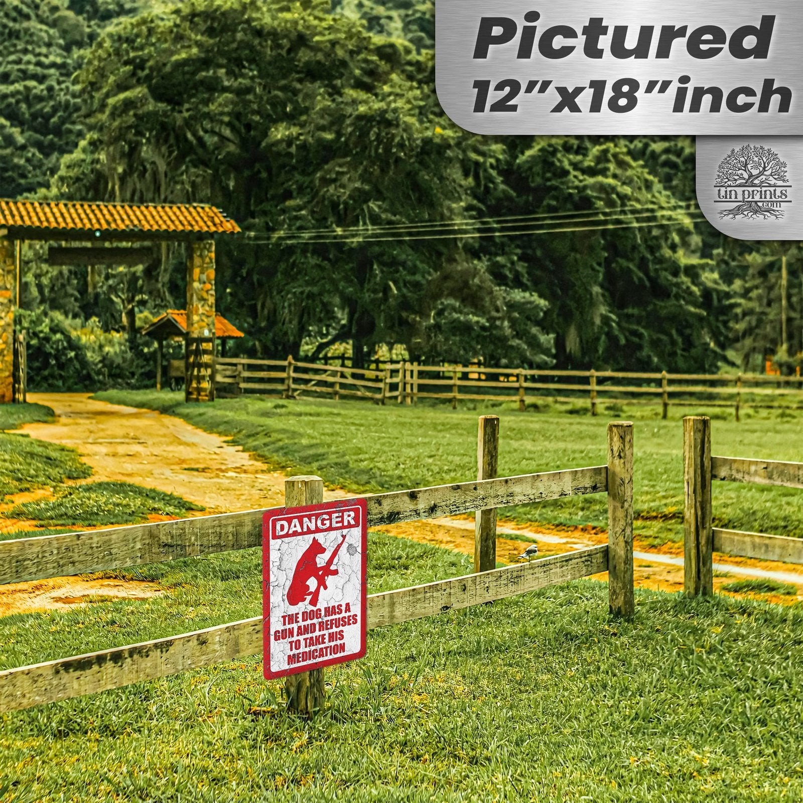 Dog Has A Gun No Trespassing - Funny Security Sign 94