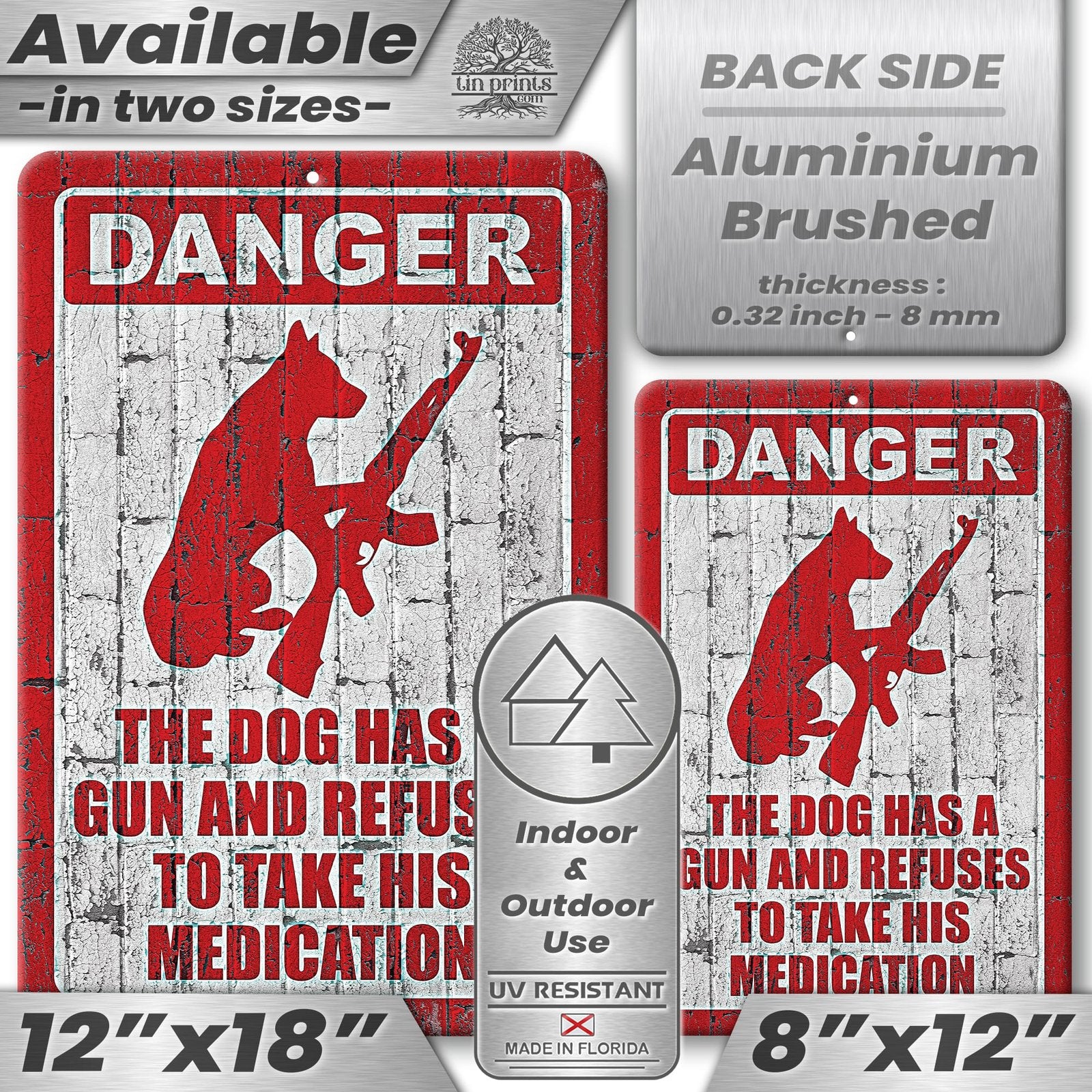 Dog Has A Gun No Trespassing - Funny Security Sign 98