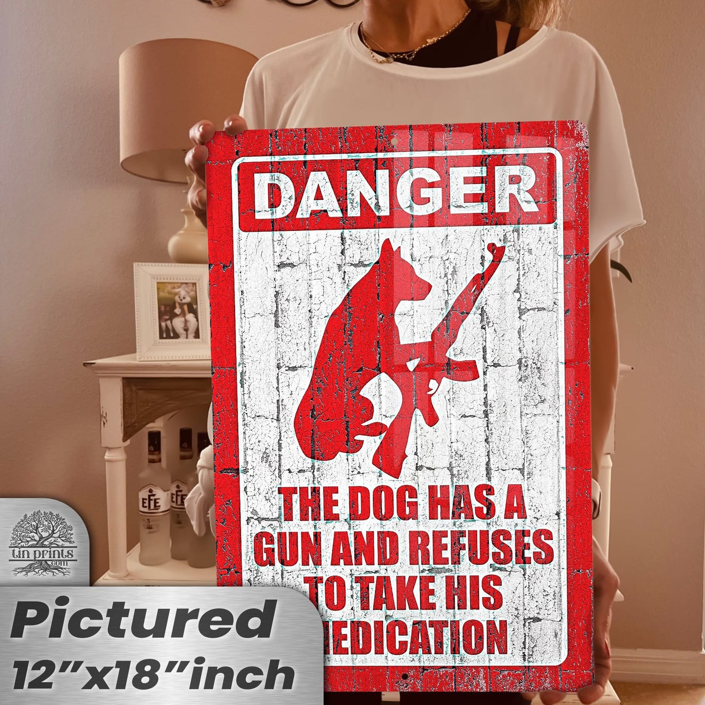 Dog Has A Gun No Trespassing - Funny Security Sign 107