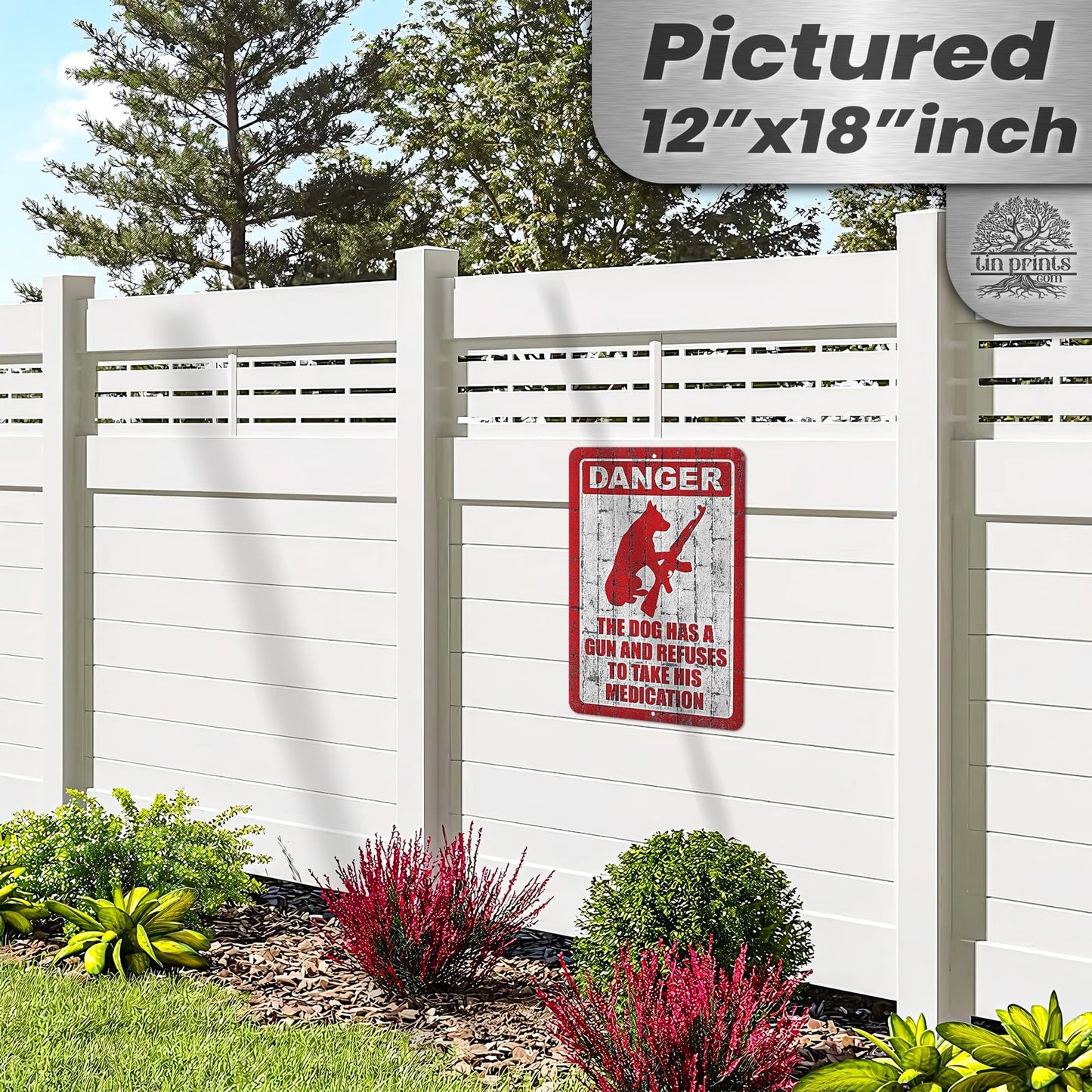 Dog Has A Gun No Trespassing - Funny Security Sign 109