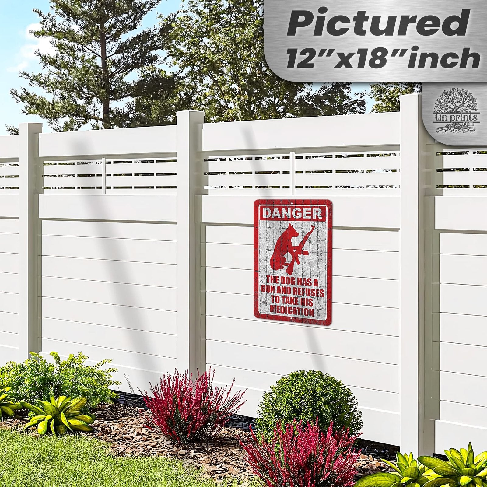 Dog Has A Gun No Trespassing - Funny Security Sign 109