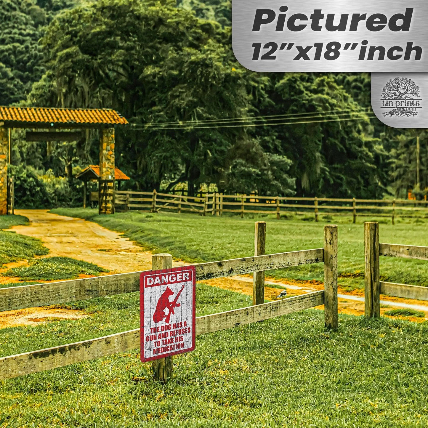 Dog Has A Gun No Trespassing - Funny Security Sign 110