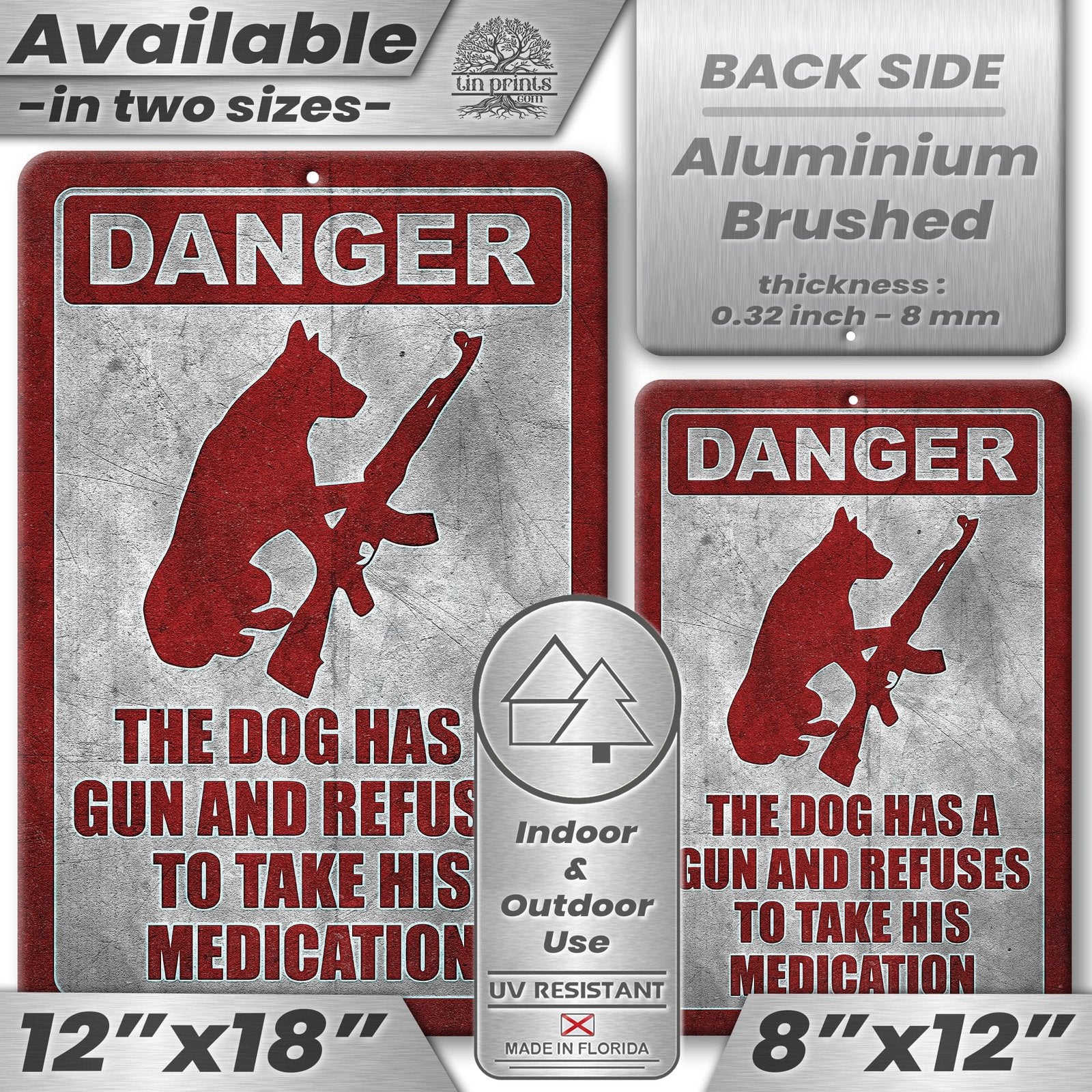 Dog Has A Gun No Trespassing - Funny Security Sign 114