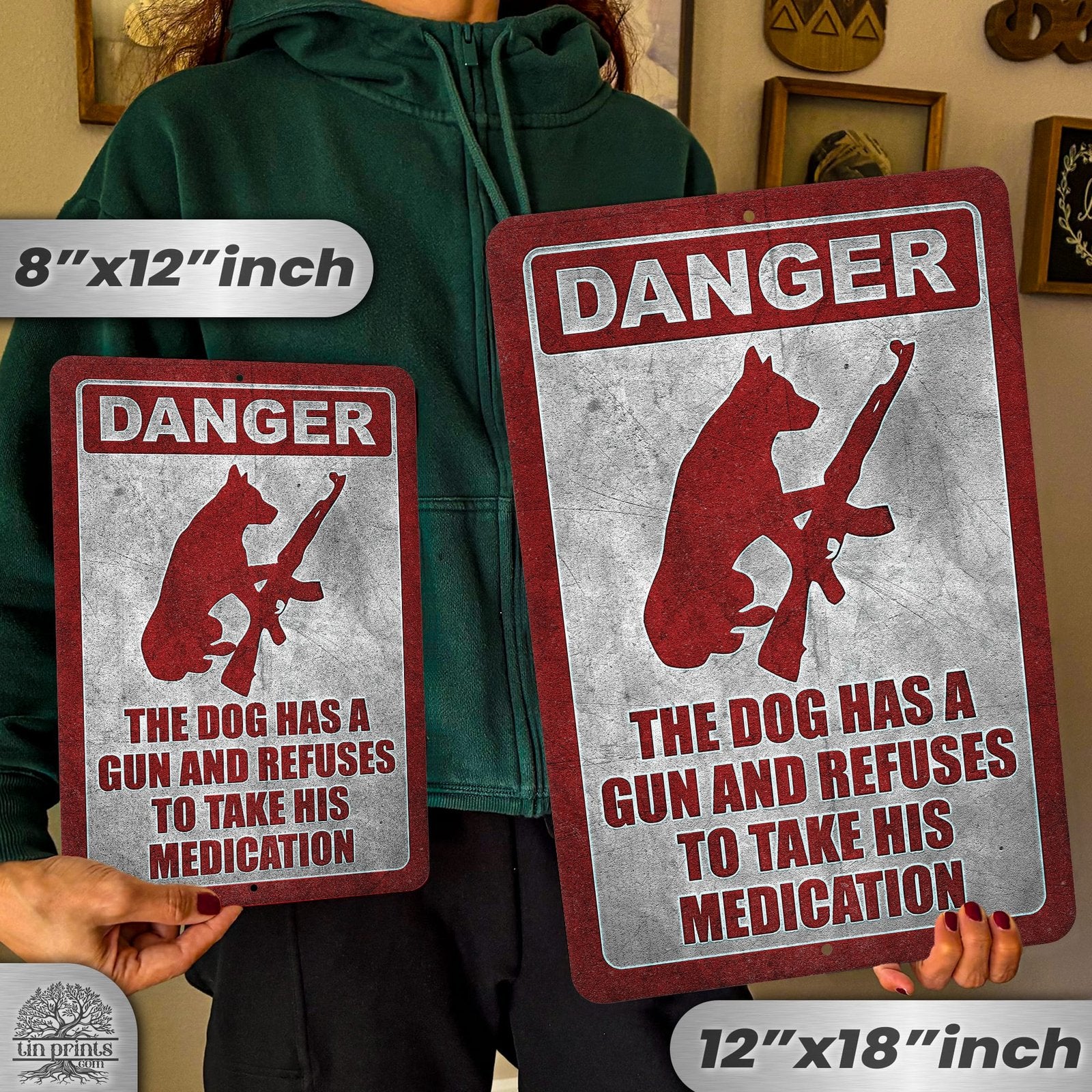 Dog Has A Gun No Trespassing - Funny Security Sign 116