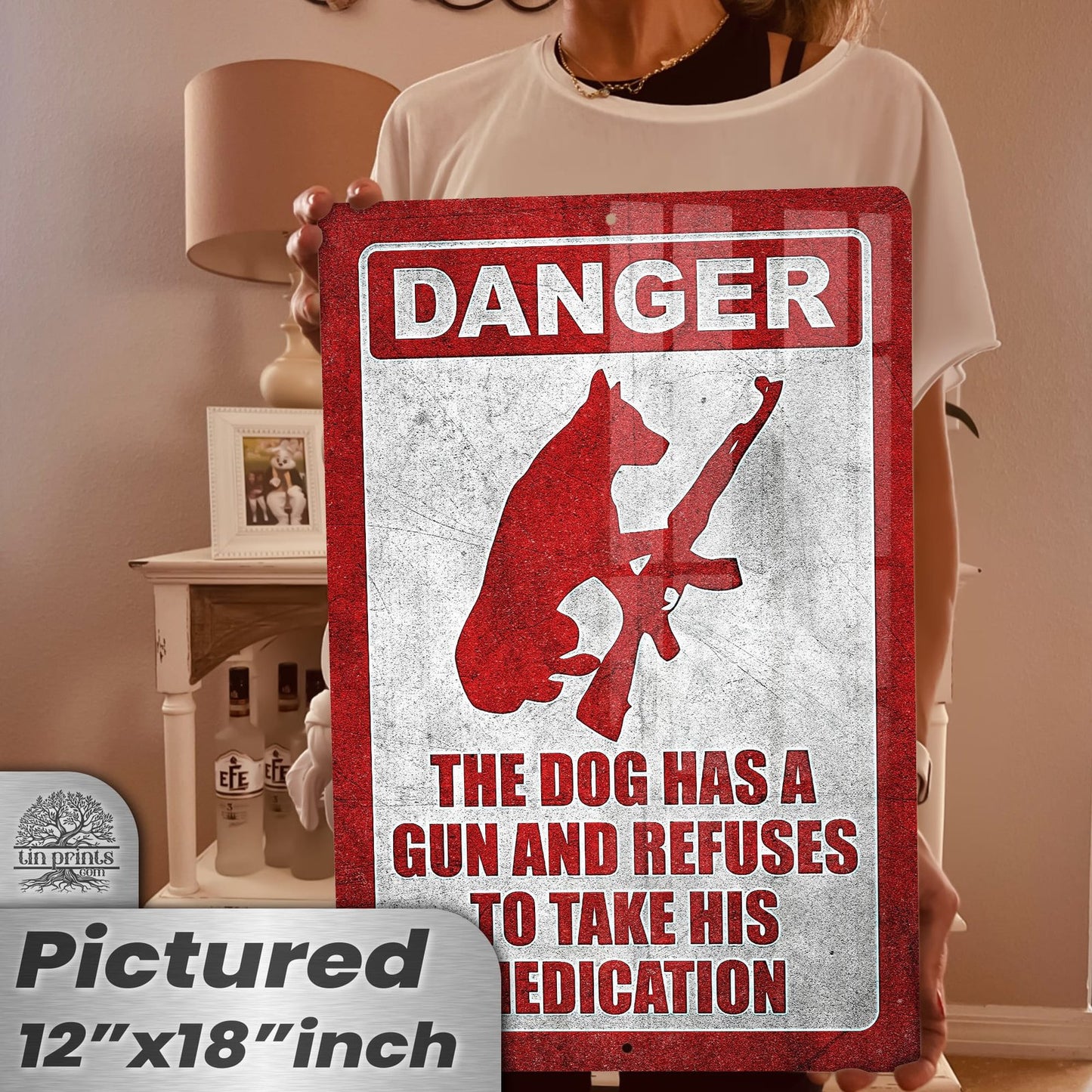 Dog Has A Gun No Trespassing - Funny Security Sign 123