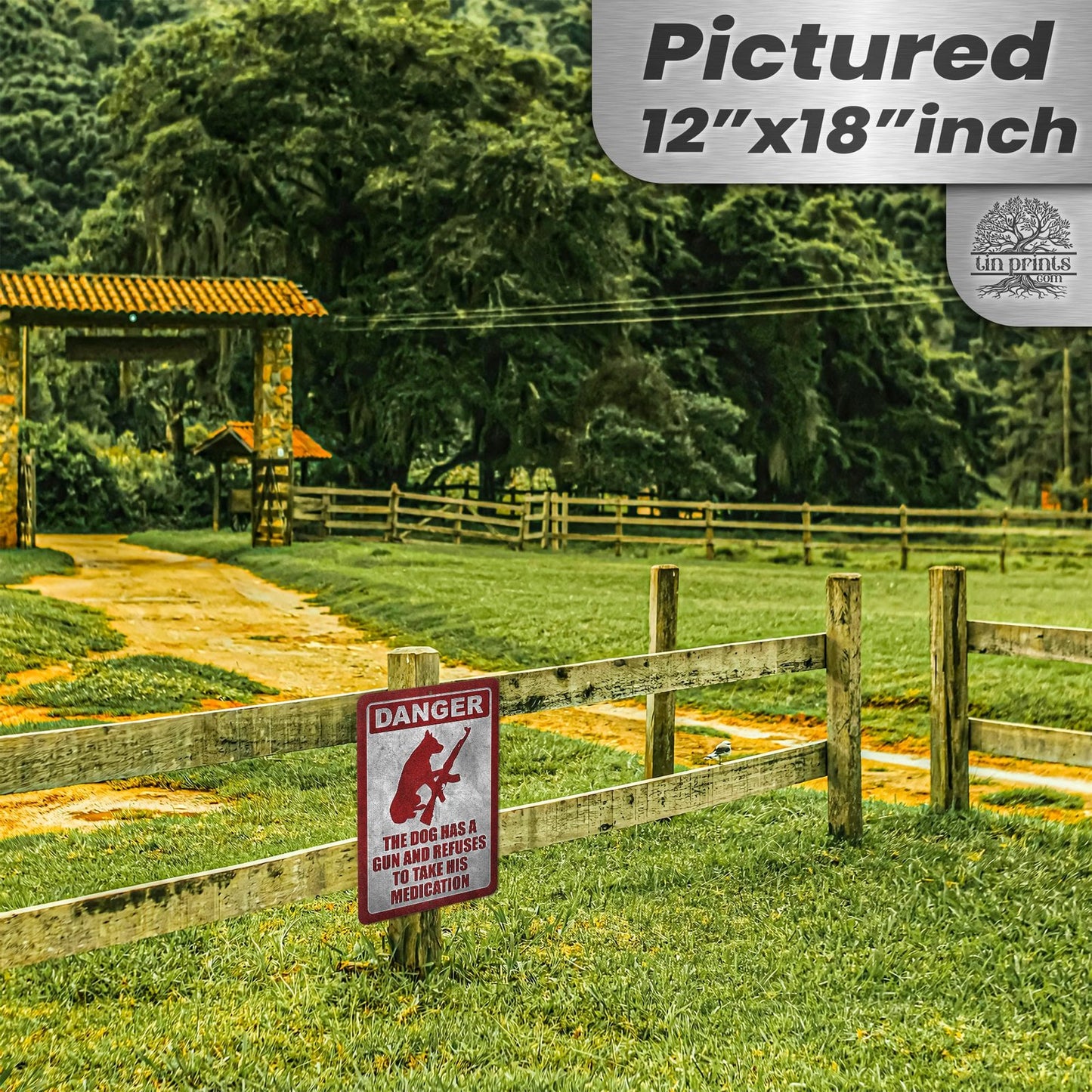 Dog Has A Gun No Trespassing - Funny Security Sign 126