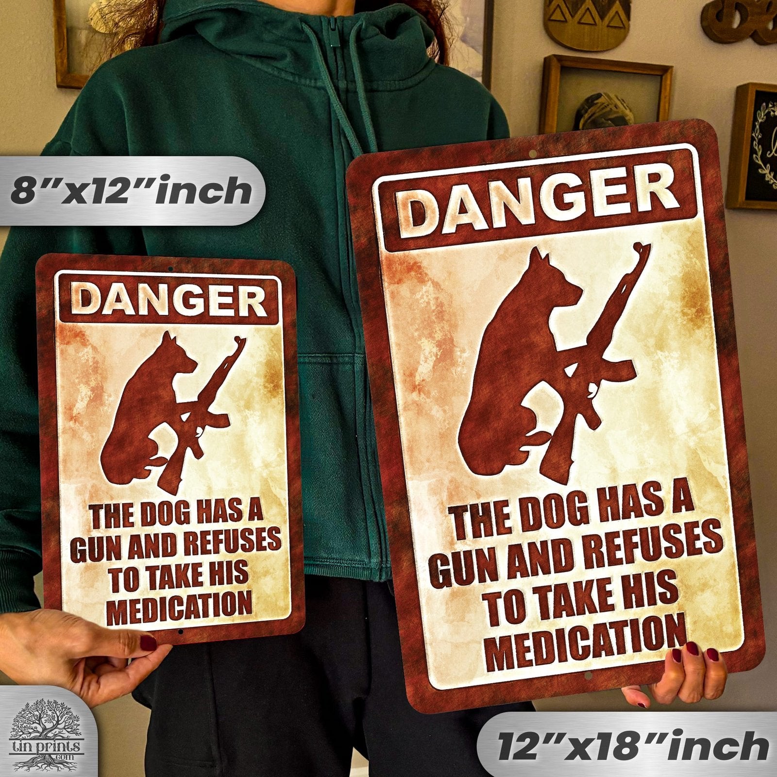 Dog Has A Gun No Trespassing - Funny Security Sign 132