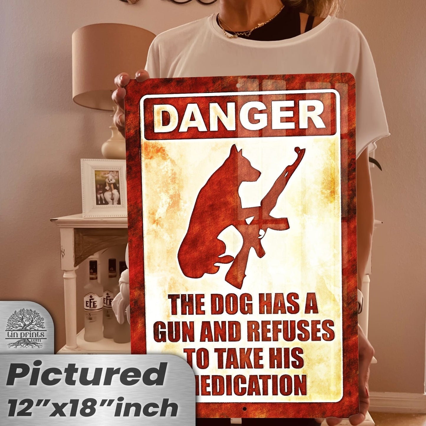 Dog Has A Gun No Trespassing - Funny Security Sign 139