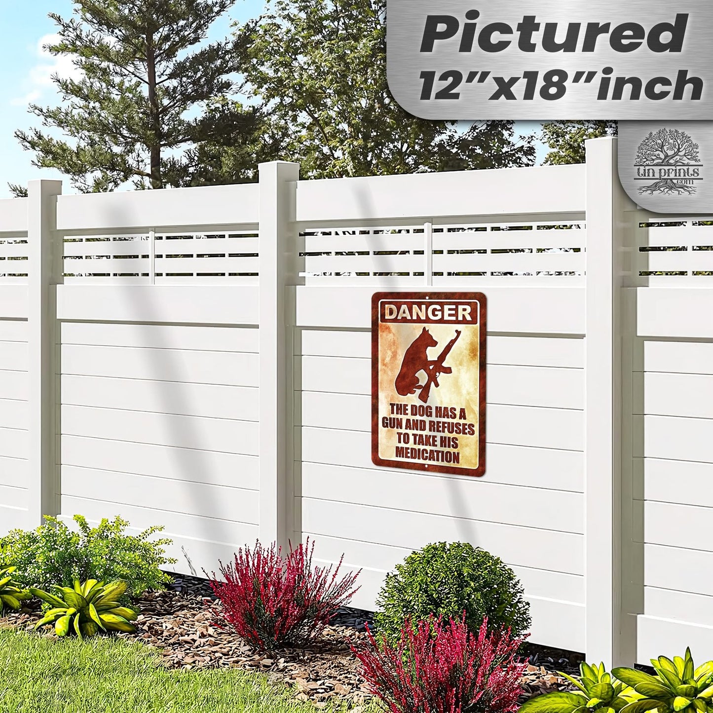 Dog Has A Gun No Trespassing - Funny Security Sign 141