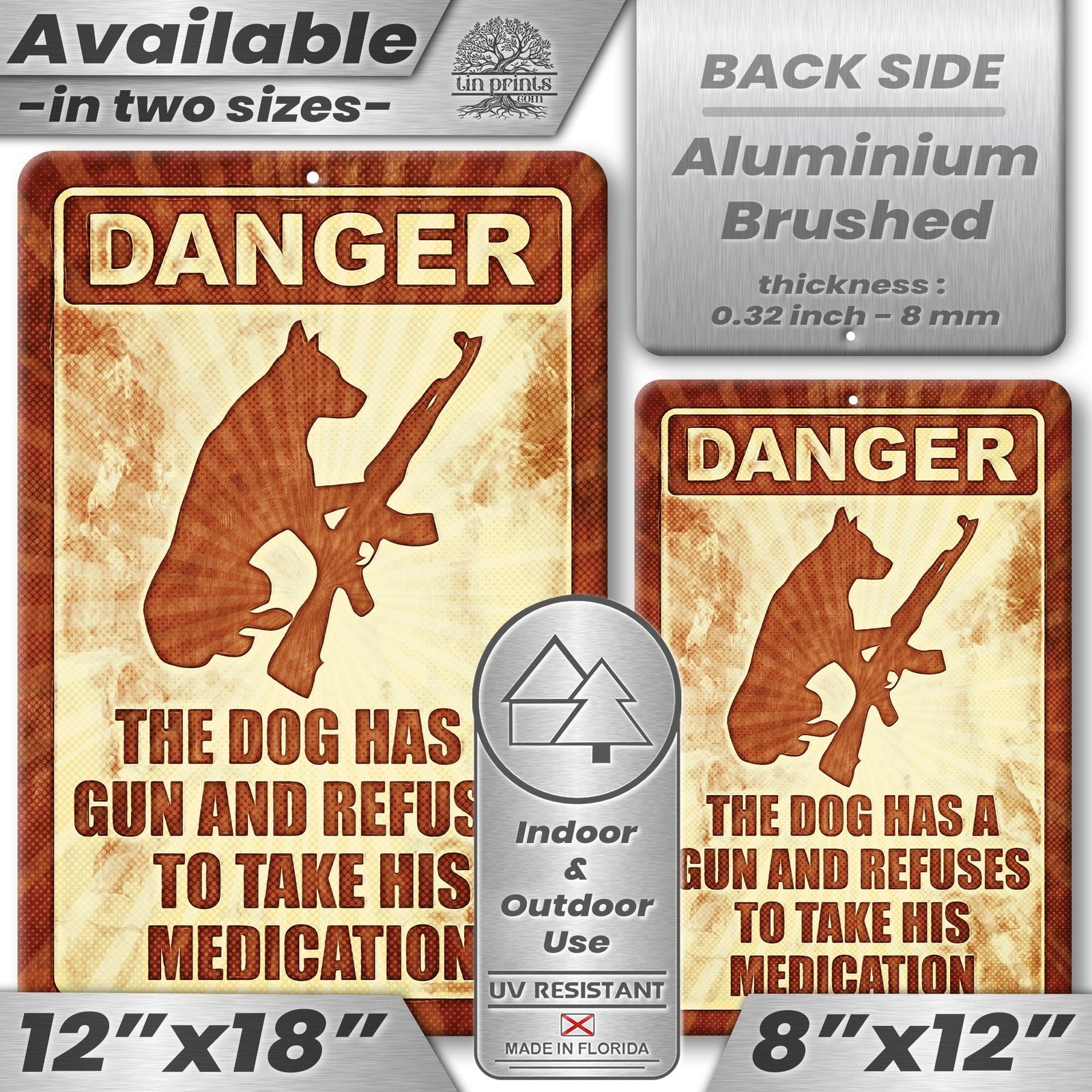 Dog Has A Gun No Trespassing - Funny Security Sign 146