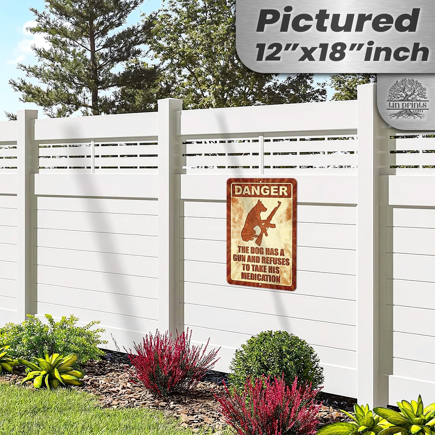 Dog Has A Gun No Trespassing - Funny Security Sign 157