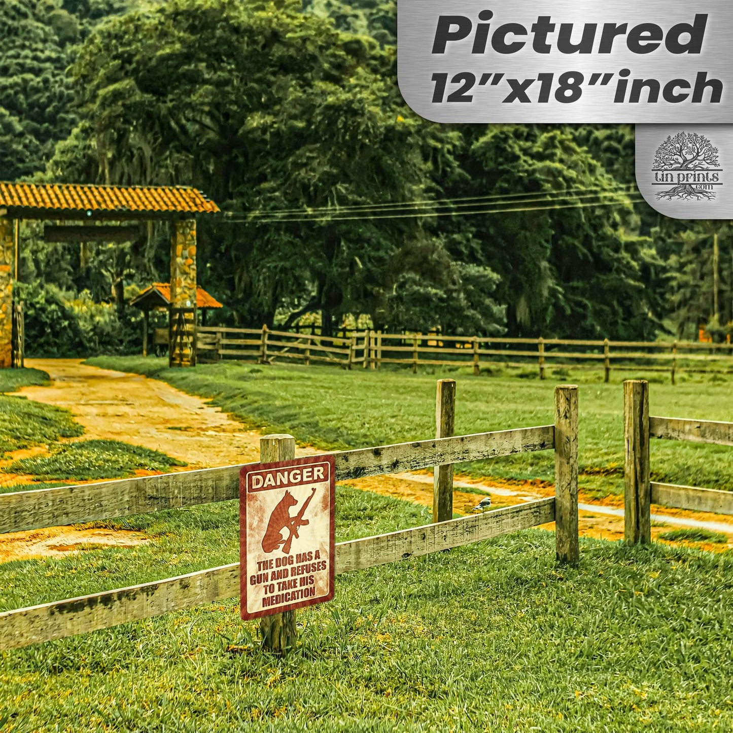 Dog Has A Gun No Trespassing - Funny Security Sign 158